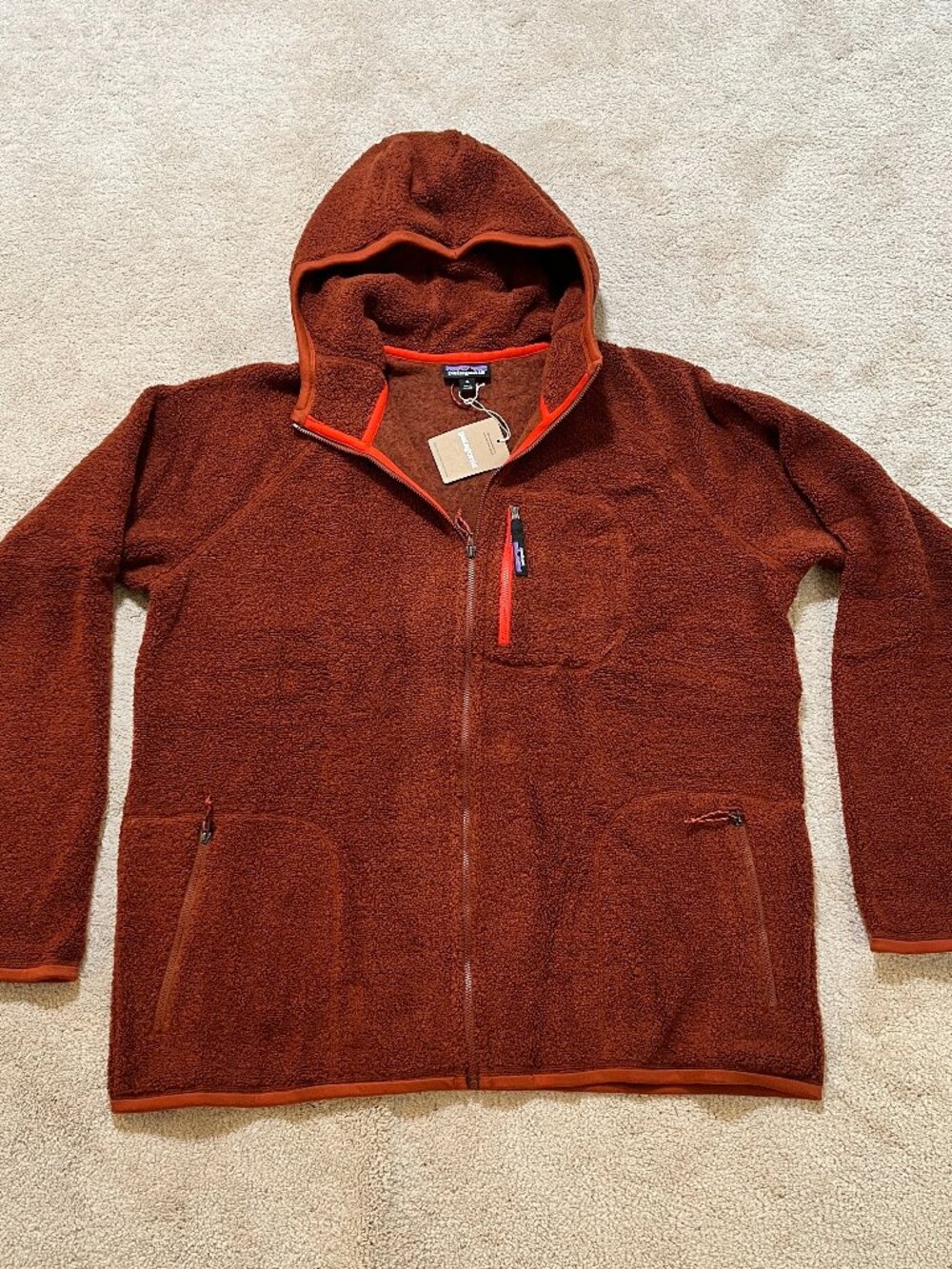 New PATAGONIA Reclaimed Fleece Hoody Burnished Red Men XL 23250 MSRP $199